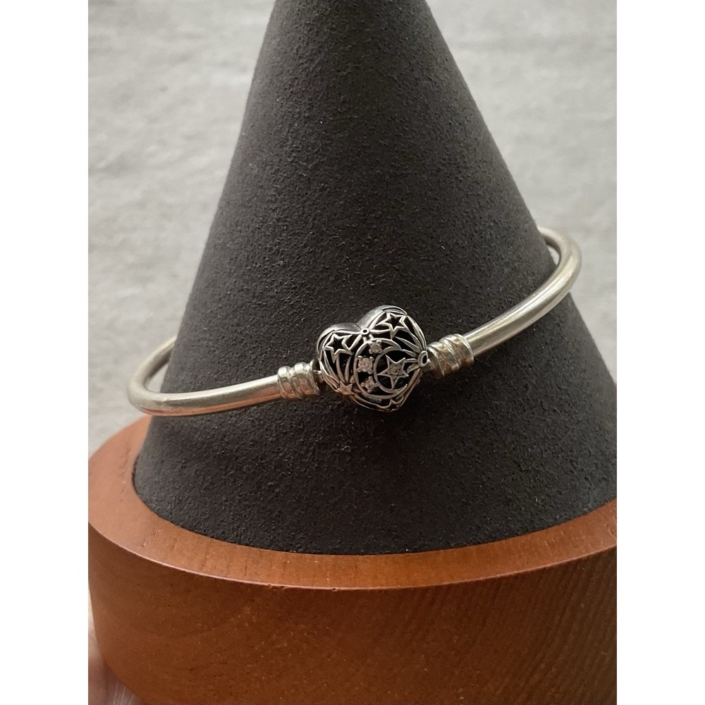 Pandora Celestial Heart Clasp Bangle Bracelet ALE 925 Sterling Silver